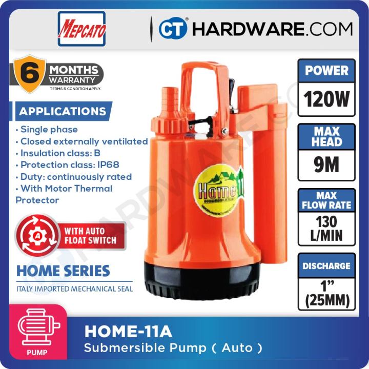 MEPCATO HOME-11A HOME SUBMERSIBLE PUMP 120W | 130L/MI | 9M / HEAD ...