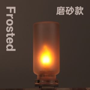 2PCS LED Flame Type Night Light Clear Glass/Frosted Glass Flickering Candle DIY Home Atmosphere Lighting 5V Flash Candles Light Bulb