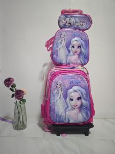 2024 Kids 3-in-1 Trolley Bag with 3D Character Print 16-inch Waterproof Nylon Durable Travel Gear