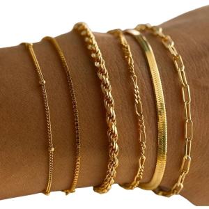 5/6pcs Delicate Gold/Silver Alloy Bracelet And Anklet Collection Chic And Sturdy For Everyday And Special Occasions