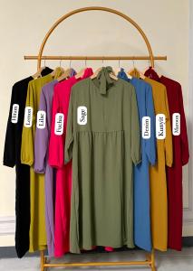 MIDI DRESS WANITA MUSLIMAH BAHAN CRINKLE ADEM TERBARU