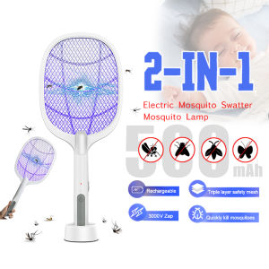 Raket Membunuh Nyamuk Elektrik Rechargeable Dual-Use Electric Mosquito Swatter with LED & Stand Insect Racket Mosquito Killer Racket Raket Sapu Nyamuk Elektrik Kill Fly Bug Base Charger 充电式电蚊拍| Mama House