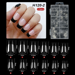 PINPAI 120pcs French Style Press On Nails Long Square Full Cover False Nails Artificial Nail Art Tips Extension Tools