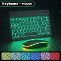 GOOJODOQ 10 Inch Backlit Backlight Keyboard And Mouse LED Colorful Bluetooth Wireless Keyboard For iPad Laptop Android iPhone. 