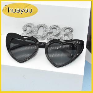 huayou แว่นตาจำนวน2026 2026มีความสุขปีใหม่แว่นตากันแดดเพชรแวววาวอุปกรณ์คอสเพลย์คริสต์มาสของตกแต่งงานปาร์ตี้แว่นตาตลก