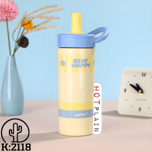 Tumbler Botol Minum Aesthetic Lucu 650ML Anti Tumpah dan Tahan Dingin 2118 Stainless Steel 316 HOTPLAIN