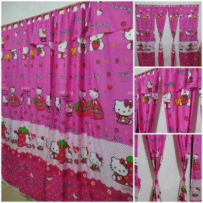 (COD) Gorden Pintu / Hordeng 6 tali / motif KARAKTER HELLO KITTY