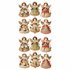 KEND 12pcs Wooden Christmas Tree Decor Colorful Design 2D Flat Girl-Shaped Pendant Home Decor Ornaments Xmas Decor Xmas Tree