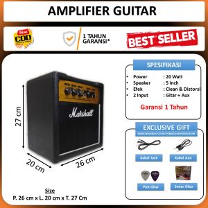 ampli gitar 8 inch 3 input ada efek distorsi dan efek delay & input mic & aux
