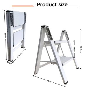 2 Step 150kg Capacity Heavy Duty Foldable Ladder Folding Step Stool Sturdy Steel Ladder