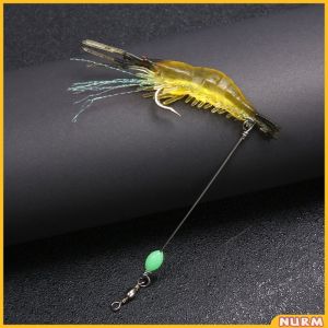 Nurm 1PCS Soft Prawn Shrimp Swivel Wobbler Hook Luminous Silicon Soft Artificial Bait With Hooks
