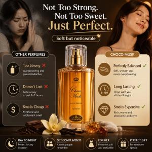 Choco Musk Eau de Parfum Spray 50ml (1.7 oz) by Al Rehab â Vanilla Musk Perfume Arabian Perfume Long Lasting Perfume for Men & Women