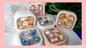 กล่องรีเทนเนอร์ กล่องอเนกประสงค์ ติดสติกเกอร์เรซิ่น ทรงเหลี่ยม