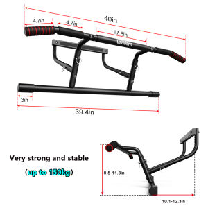 OneTwoFit Doorway Pull Up Bar with Elevated Bar Adjustable Width Chin Up Bar Multi Screwless Door Clamp Home Gym Indoor Padded Door Frame Handles OT216