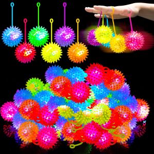 Kids Toys LED Toy Squeaky Rubber Ball Colorful Large Dog Toys Cleans Teeth Aggressive Chewers Hedgehog Ball Spikey Balls Interactive Toys