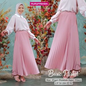 MUMU - Rok Basic Plisket Wanita Terbaru Muat bb 80kg Terlaris Termurah by Mumu Fashion