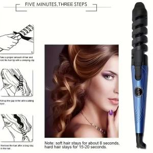 AE Anti-scald manual screw-style large wave electric hair curler with rapid heating and elastic curling function