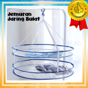 ( Free Bubblewrap ) Jaring 2 Tingkat Jemuran Boneka Baju Kaos Kaki 2 Tingkat Bisa Dilipat Digantung