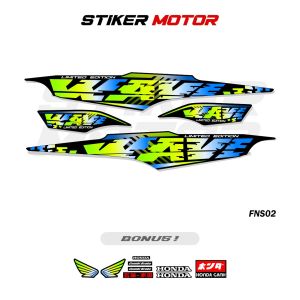 FNS02 STRIPING SUPRA FIT NEW STICKER DECAL HONDA WAVE 100 STIKER FITNEW 2006 2007 2008 VARIASI LIS GRAFIS RAINBOW COLOR THAILOOK EDITION