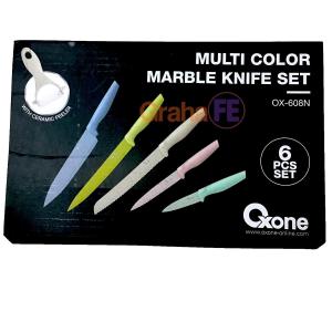 Oxone Set Pisau Dapur Stainless Marble - 6pcs Multi Color Marble Knife Set OX-608N