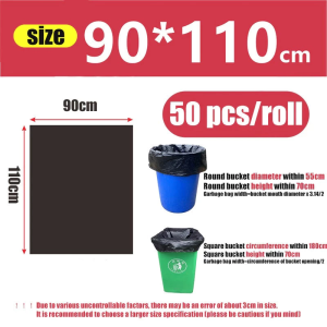 50pcs Big Rubbish Bag / Trash Bag / Heavy Duty Garbage Bag For Outdoor /Home / Office / Outdoor Rubbish Bin
