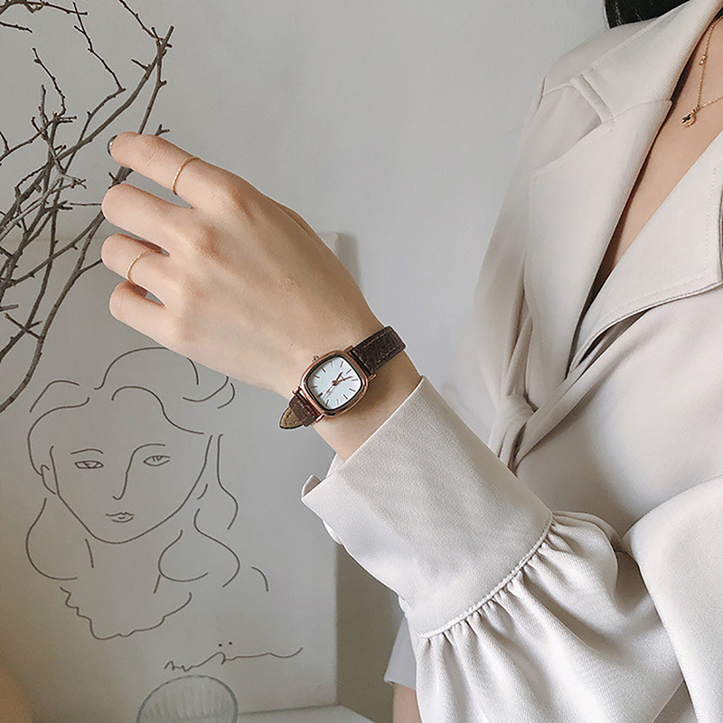 นาฬิกาลำลอง JZ นาฬิกาวินเทจแบบเรียบง่ายสำหรับผู้หญิงนาฬิกาข้อมือสายหนังนาฬิกาข้อมือผู้หญิงคุณภาพสูงสำหรับผู้หญิง
