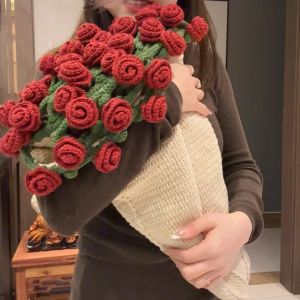 DIY Flower Crochet Blanket Bouquet Handmade Crochet Roses Throw Blankets Home Decor Craft Kits Anniversary Birthday Gift  Flower Crochet Set