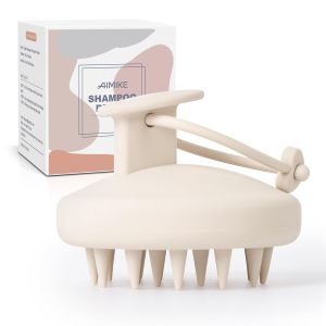 Bàn chải gội đầu kiêm dụng cụ massage da đầu AIMIKE chất liệu silicon mềm mại.    Dùng để gội đầu loại bỏ gàu và kích thích lưu thông máu lược chải da đầu và lược tẩy tế bào chết sử dụng được trên da đầu khô và ướt.