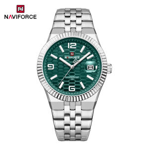 NAVIFORCE Original Mens Quartz Watch Calendar Stainless Steel Strap Luminous Hands Honeycomb Dial Design Waterproof 3ATM Mens Fashion Casual Business Watch NF9277