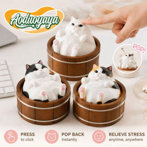 Aoduoyaya Mini Cat Bathtub Fidget Clicker Smooth Click Action Stress Relief Toy Cute Animal Desk Ornament Gift
