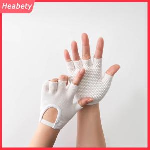 Heabety Phụ nữ chống trượt găng tay Yoga cotton tập thể dục nửa ngón tay Găng tay thoáng khí ngoài trời đi xe đạp Pilates Găng tay câu cá thể thao