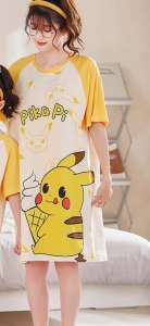 “#Kari Mother And Daughter PiKaPi 2Pcs 2in1 Home Wear Parent-Child Dress Pajama ”