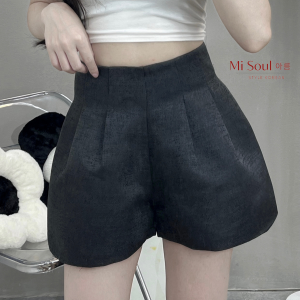 Quần Tafta Short Cạp Cao Bigsize Misoul Quần Short Ống Rộng 2 Lớp Vải Tafta 201