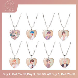 🔥BESFOME🔥 Original BTS Necklace Heart-shaped Pendant Bangtan Boys Hot Selling Jewelry Pendant for Women Men