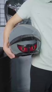 LED Display Screen Style Motorcycle Bicycle Helmet With LED Demon Eye Warning Light Universal Night Riding Safety Helmet