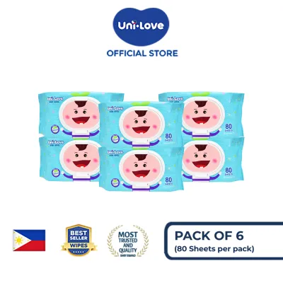 UniLove Unscented Baby Wipes 80s Pack of 6
