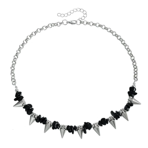 Multi Layer Gothic Punk Style Necklace Sturdy Alloy Material Clavicle Chain Accessory For Bold Fashion Statements