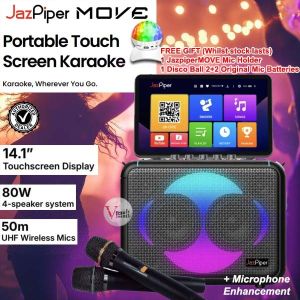 [Dealer][Ready Stock]Jazpiper MOVE Recharge Karaoke Box + Touch Screen for Indoor Outdoor Singing Entertainment