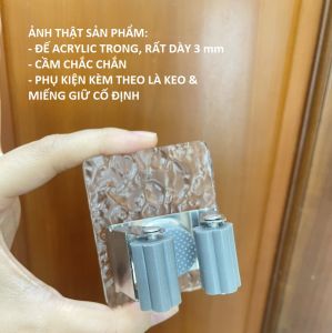 Móc treo cây lau nhà chổi dán tường nhựa Acrylic đa năng cao cấp chống gỉ - miễn phí keo dán chịu lực