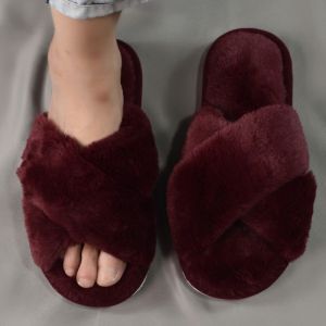 IELGY Crossover plush slippers for autumn and winter new indoor warmth thickened toe leakage