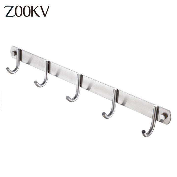 ZOOKV 5 Hooks Wall Hanger Clothes Robe Towel Rack Holder Bathroom Door  Decor Clothes Hanger Hook 304 Stainless Steel Hook #5 holder GL65