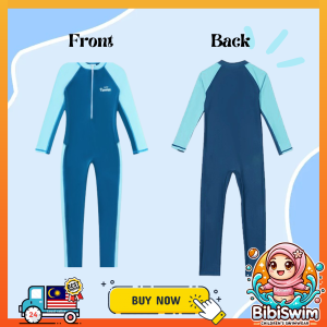 BIBISWIM Kids Swimming Swimsuit Boy Long Sleeved UV Sun Protection Swimwear One Piece | Baju Renang Budak Lelaki