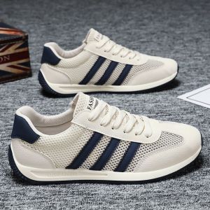 [Free Shipping] Summer Mesh Breathable Hollow MenS Shoes Low-Top Lace-Up White Sneakers MenS Sports Casual Shoes