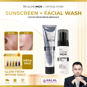 MS Glow For Men - Energizer Facial Wash - 100 ml + Sunscreen Spray - 50 ml