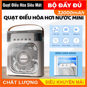 Quạt Hơi Nước Tạo Ẩm Làm Mát Để Bàn Quạt Điều Hòa Mini Có Khay Chứa Đá Hẹn Giờ Thông Minh Kiêm Đèn Ngủ