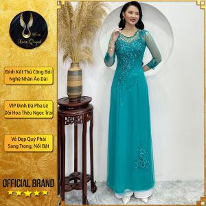 Áo Dài Đính Kết Đám Cưới Sui Gia 4 Tà Đính Kết Thủ Công Hoa Thêu M03 Thiên Lý - Áo Dài Xuân Quỳnh