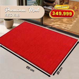 Keset Kaki Outdoor 80x120cm Keset Pintu Depan Aesthetic Karpet Premium Tebal Estetik - PREMIUM MAT RED RIB