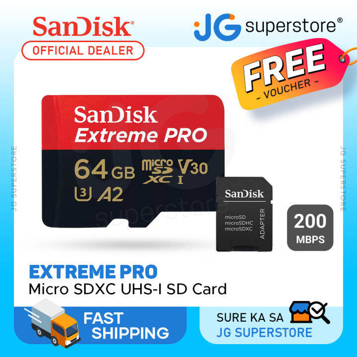 SanDisk Extreme Pro Micro SD Card 64GB UHS-I SDHC Class 10 170mb/s and ...