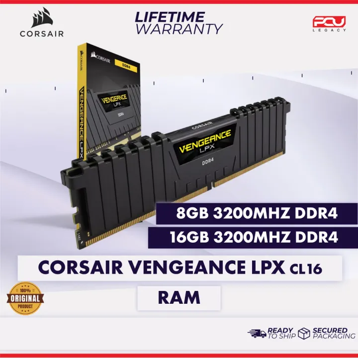 CORSAIR VENGEANCE LPX 8GB/16GB 3200MHz CL16 DDR4 RAM V2-BLACK (LIFETIME WARRANTY)