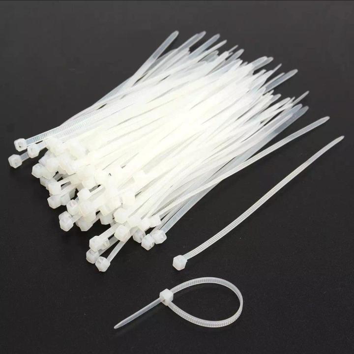 100pcs White ) Plastic Cable Zip Tie Fasten Wrap 3mm x 100mm/120mm
